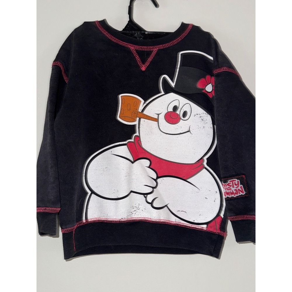 Frosty The Snowman Kids Holiday Sweatshirt Black Red Contrast Stitch Size 3t